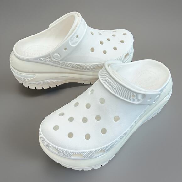 Crocs Platform Shoes Womens 10 White 3in Classic Bae Clog Contoured Midsole - Picture 1 of 9
